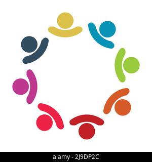Vector graphic group connection logo.Eight people in the circle.logo team work,Vector illustration Stock Vector