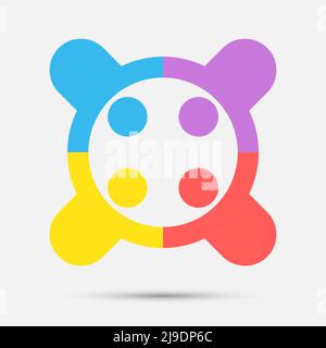 meeting room people logo.group of four persons in circle Stock Vector