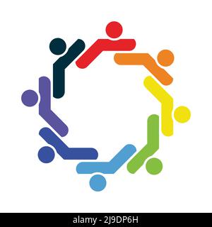 Vector graphic group connection logo Eight people in the circle Stock Vector