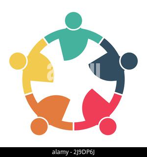 People logo. Group teamwork symbol of five persons,Vector llustration Stock Vector