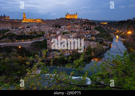 Aerial view of the evening city of Toledo Stock Photo