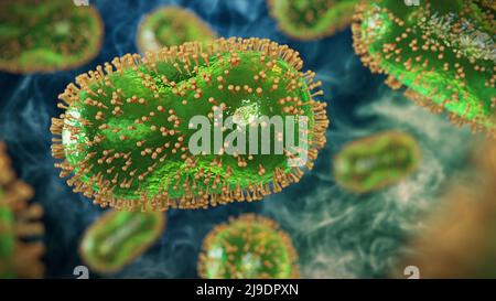Monkeypox viruses, pathogen closeup, infectious zoonotic disease Stock Photo