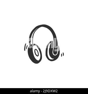Hand drawn headphone. Doodle sketch style. Drawing line simple earphone icon. Isolated vector illustration. Stock Vector