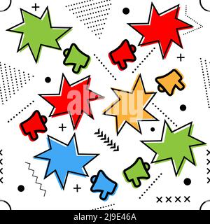 Loudspeaker memphis pattern. Seamless pattern with loudspeaker icon. Design for wall decoration, postcard, poster, brochure, shirt, etc Stock Vector