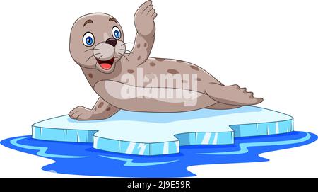 Cartoon seal on ice floe Stock Vector