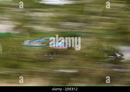 (220523) -- BARCELONA, May 23, 2022 (Xinhua) -- Alpine-Renault's French driver Esteban Ocon competes during the Spanish Formula One Grand Prix final at the Circuit de Catalunya, Barcelona, Spain, on May 22, 2022. (Xinhua/Meng Dingbo) Stock Photo