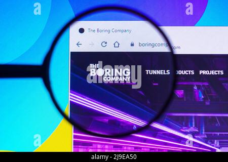In this photo illustration, the homepage of the Boring Company website ...