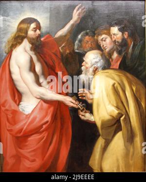 Jesus gives Peter the keys to Heaven by Pieter Paul Rubens, 1614 Stock Photo