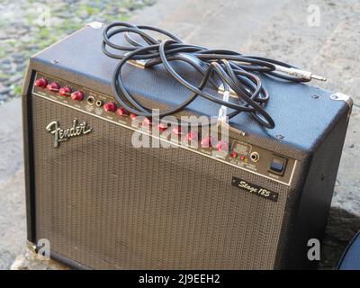 vintage fender valve guitar amplifier Stock Photo