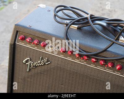 vintage fender valve guitar amplifier Stock Photo