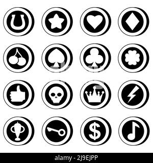 Casino Slot Machine Set Icons, shape. Gambling symbols, objects. Vector illustration isolated Stock Vector