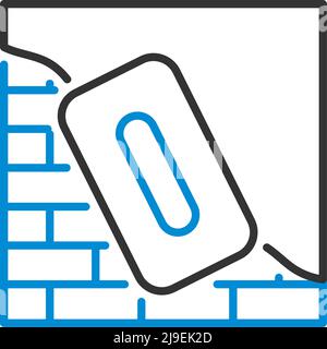 Icon Of Plastered Brick Wall. Editable Bold Outline With Color Fill Design. Vector Illustration. Stock Vector