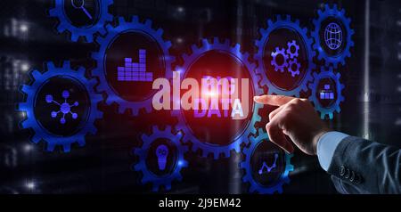 Big data concept man selecting and pressing Big Data Stock Photo