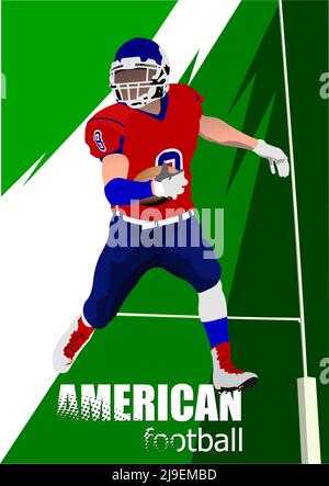 American football player silhouette in action. Vector 3d illustration Stock Vector