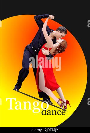 Couple dancing a tango. Vector Colored 3d illustration Stock Vector