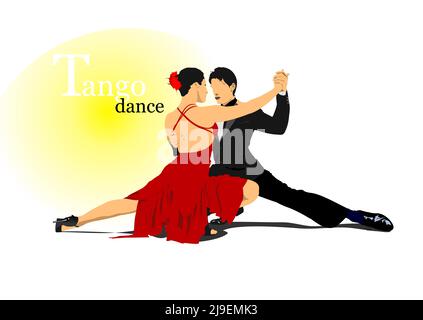 Couple dancing a tango. Vector Colored 3d illustration Stock Vector