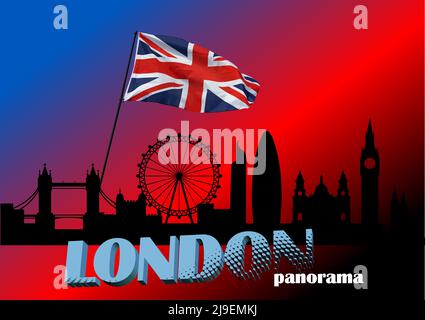 Black London skyline. Color vector background Stock Vector