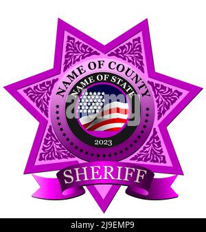 Sheriff s badge on a white background. 3d vector illustration Stock Vector