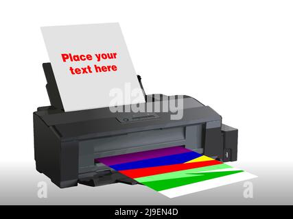 Photo inkjet printer, on white background. 3d vector illustration Stock Vector