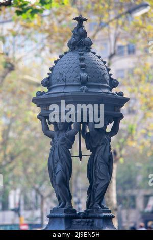 Fuente Wallace, Barcelona, siglo XIX. Author: CHARLES-AUGUSTE LEBOURG. Stock Photo