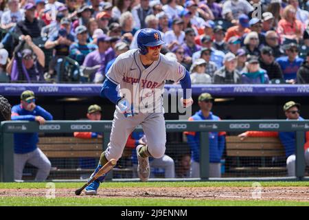 August 18 2021: San Diego center fielder Trent Grisham (2) gets a hit  during the game with San Diego Padres and Colorado Rockies held at Coors  Field in Denver Co. David Seelig/Cal