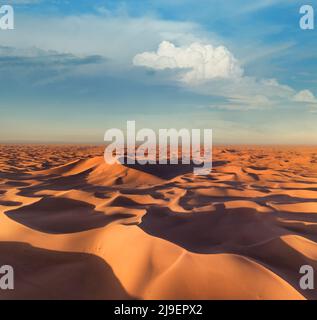 Aerial view on big sand dunes in desert Stock Photo