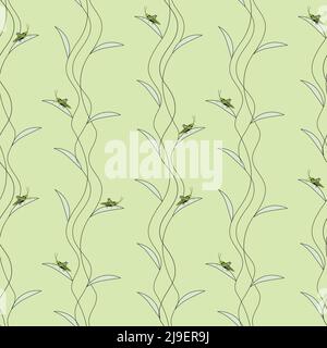Blossom branch and vertical stripes on pastel color background Stock Vector