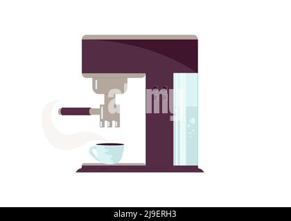 Coffee machine and porcelain cups isolated on white Stock Vector