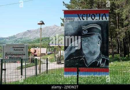 Memorial for Ratko Mladić in Kalinovik (Republika Srpska, Bosnia and Herzegovina) Stock Photo
