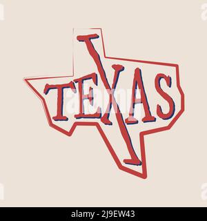Stamp Texas letter with map for element design. Vector illustration EPS.8 EPS.10 Stock Vector