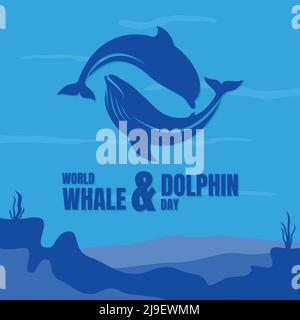 World Whale and Dolphin Day for element design. Vector illustration EPS.8 EPS.10 Stock Vector