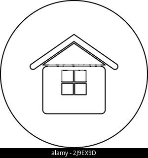 Home icon in circle round black color vector illustration image outline contour line thin style simple Stock Vector