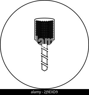 Drill bit auger in head drilling tool Milling machine spindle CNC factory icon in circle round black color vector illustration image outline contour Stock Vector