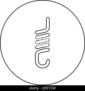 Spring with hook tension extension coil clutch for car suspension icon in circle round black color vector illustration image outline contour line Stock Vector