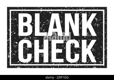 BLANK CHECK, words written on black rectangle stamp sign Stock Photo