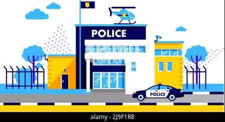 City police department building in trendy flat style Stock Vector