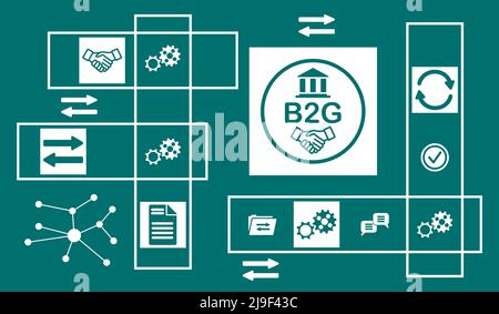 Concept of b2g with connected icons Stock Photo