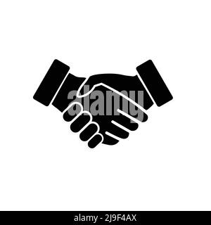 Business handshake contract agreement icon. Vector business silhouette symbol. Stock Vector