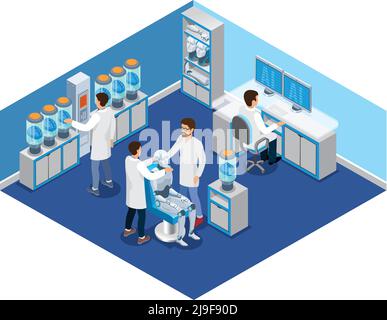 Artificial intelligence vector illustration of scientists men building ...