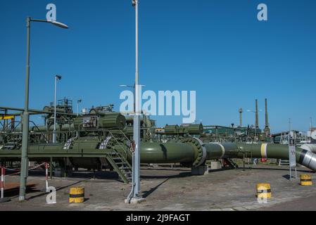 Den Helder, Netherlands, May 2022. Gas installations in industrial area near Den helder. High quality photo Stock Photo