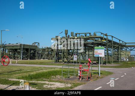 Den Helder, Netherlands, May 2022. Gas installations in industrial area near Den helder. High quality photo Stock Photo