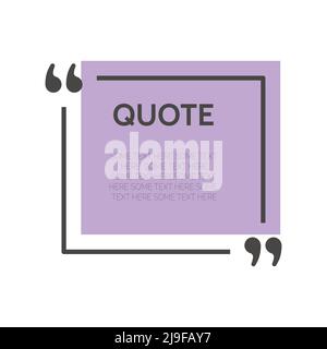 Colorful quote box with quotation marks. Quotes frame border template. Stock Vector