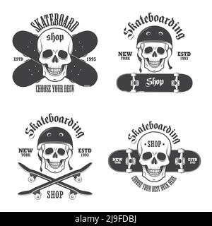 Set of skateboarding emblems, labels and designed elements. Set 2 Stock Vector