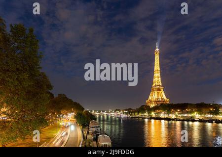 Paris May 15th 2022 The Eiffel Tower at night in Paris France Stock Photo