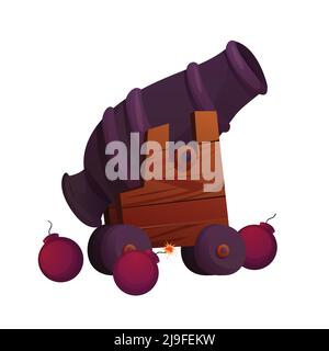 Cannon cartoon vector illustration. Ancient weapon. Stock Vector