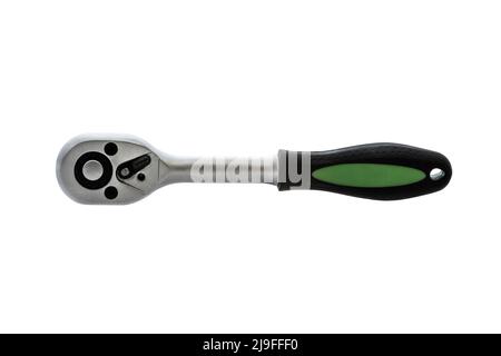 Image of a ratchet wrench for socket heads on a white background Stock Photo