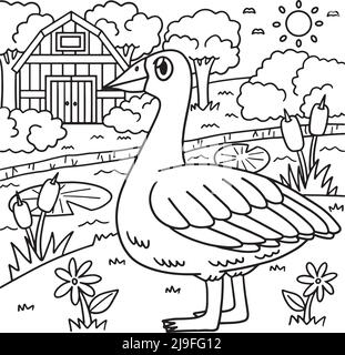 Goose Coloring Page for Kids Stock Vector