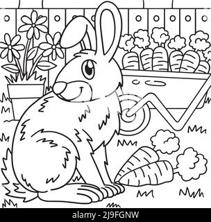 Rabbit Coloring Page for Kids Stock Vector