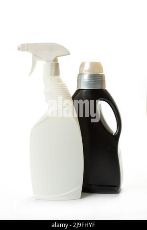 set of cleaning products for home cleaning isolated on white background Stock Photo