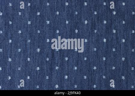 Dark blue woven acrylic-polyethylene upholstery and drapery fabric with decorative circular pattern Stock Photo